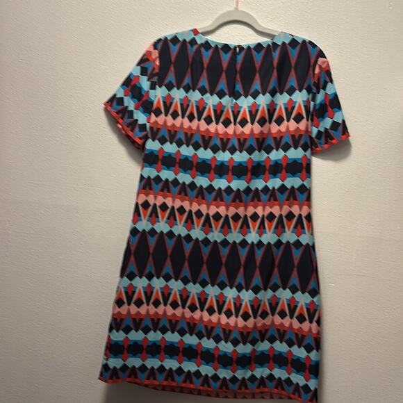 NWT J.Crew Factory Womens Shift Dress Printed Gallery Short Sleeve Sz 14 - Picture 3 of 3